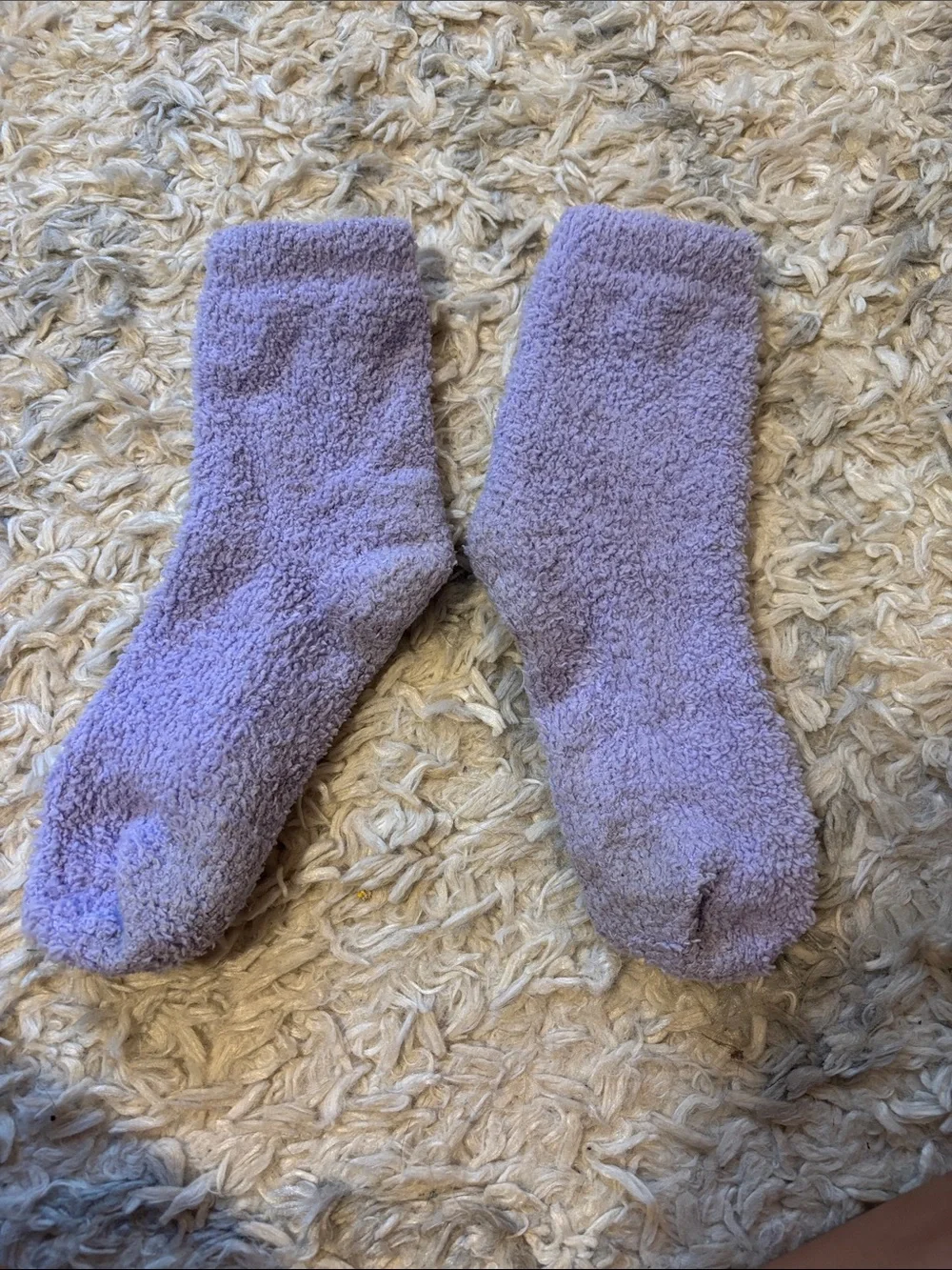 Cozy Lavender Fuzzy Socks with Owl Embroidery - Comfort Socks